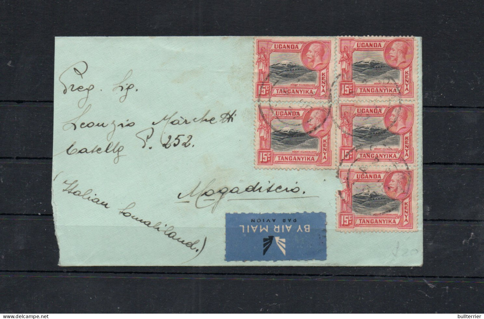 K.U.T -1937 -  AIRMAIL COVER NAIROBI TO MOGADISCIO  VIA KHARTOUM  BACKSTAMPS - Kenya, Ouganda & Tanganyika