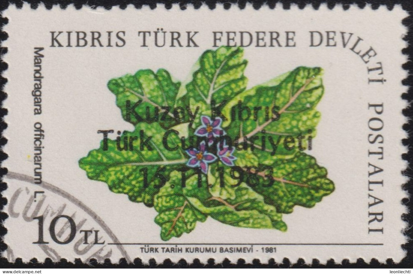 1983 Nord Zypern ° Mi:TR-NC 138, Sn:TR-NC 138, Yt:TR-NC 123, Sg:TR-NC 144, Overprint Blumen - Usati