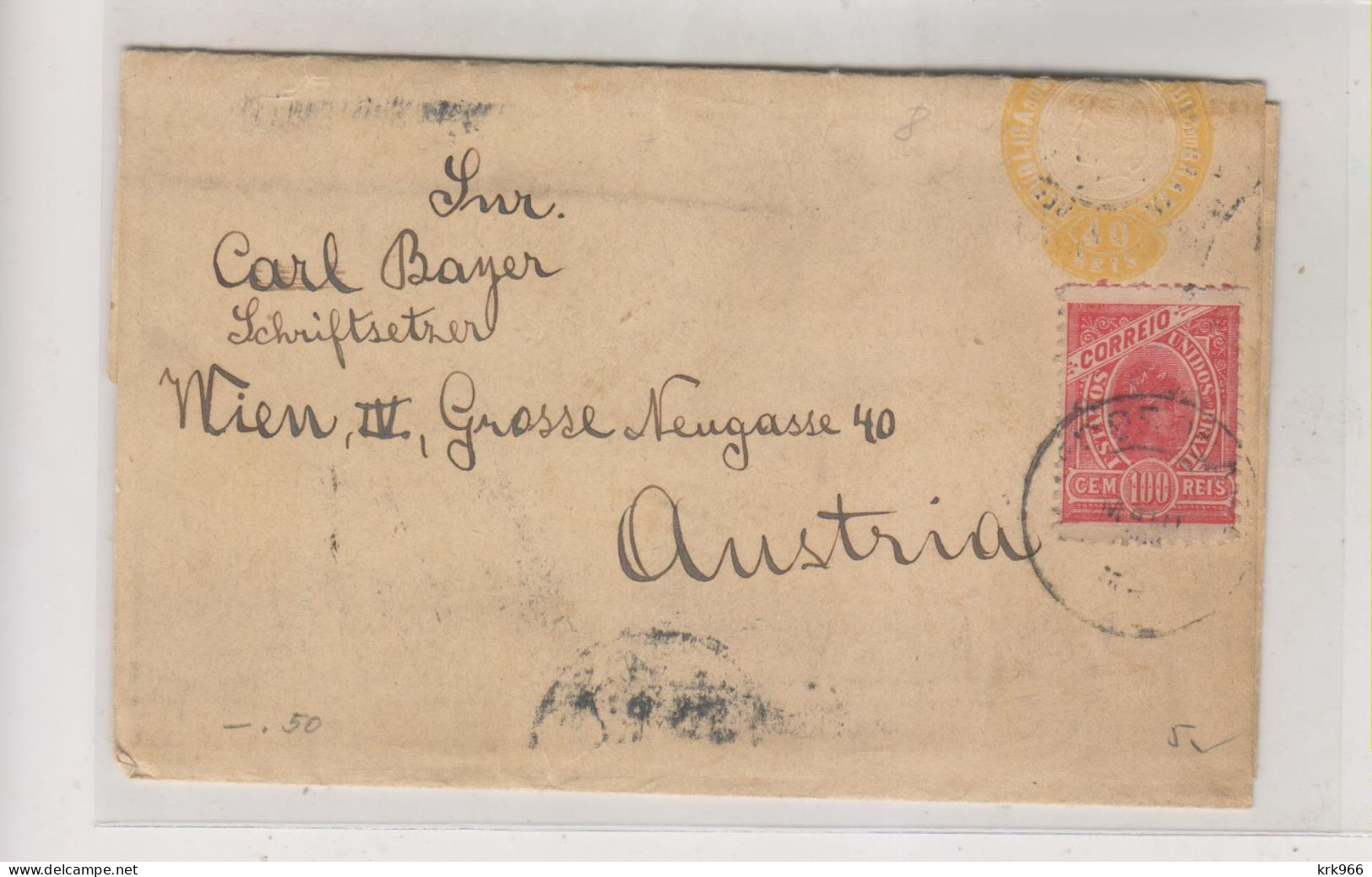 BRAZIL 1902   Nice Postal Stationery Newspaper Wrapper  To Austria - Lettres & Documents