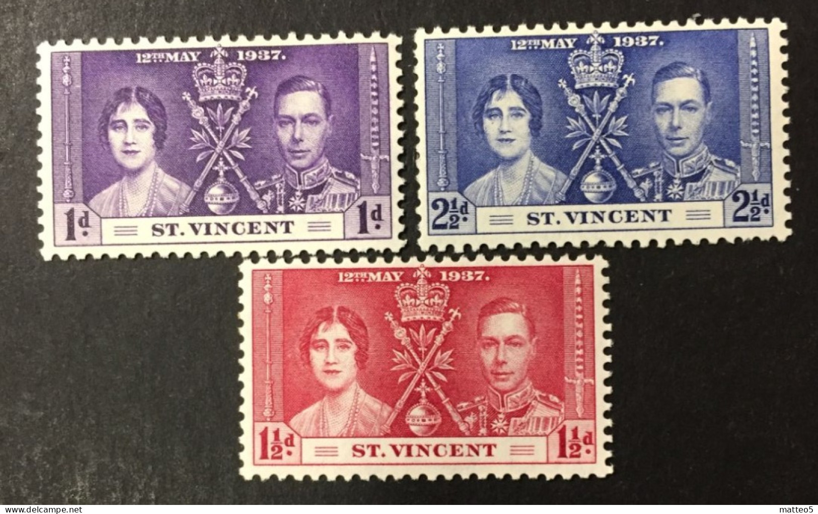 1937 - St. Vincent - Coronation Of King George VII And Queen Elizabeth - Unused - St.Vincent (...-1979)