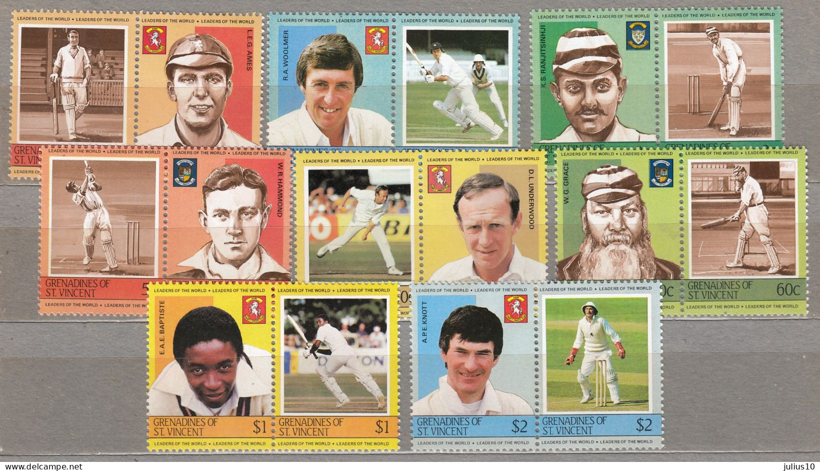 Grenadines Of St. Vincent 1984 Sport Cricket Mi 304-319 MNH(**) #Sp168 - Cricket