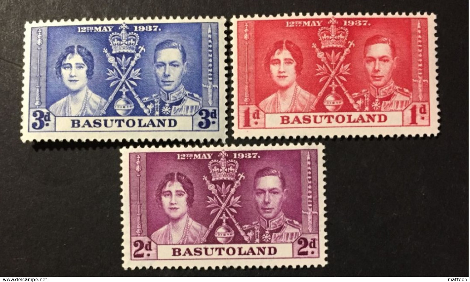 1937 - Basutoland - Coronation Of King George VII And Queen Elizabeth - Unused - 1933-1964 Crown Colony