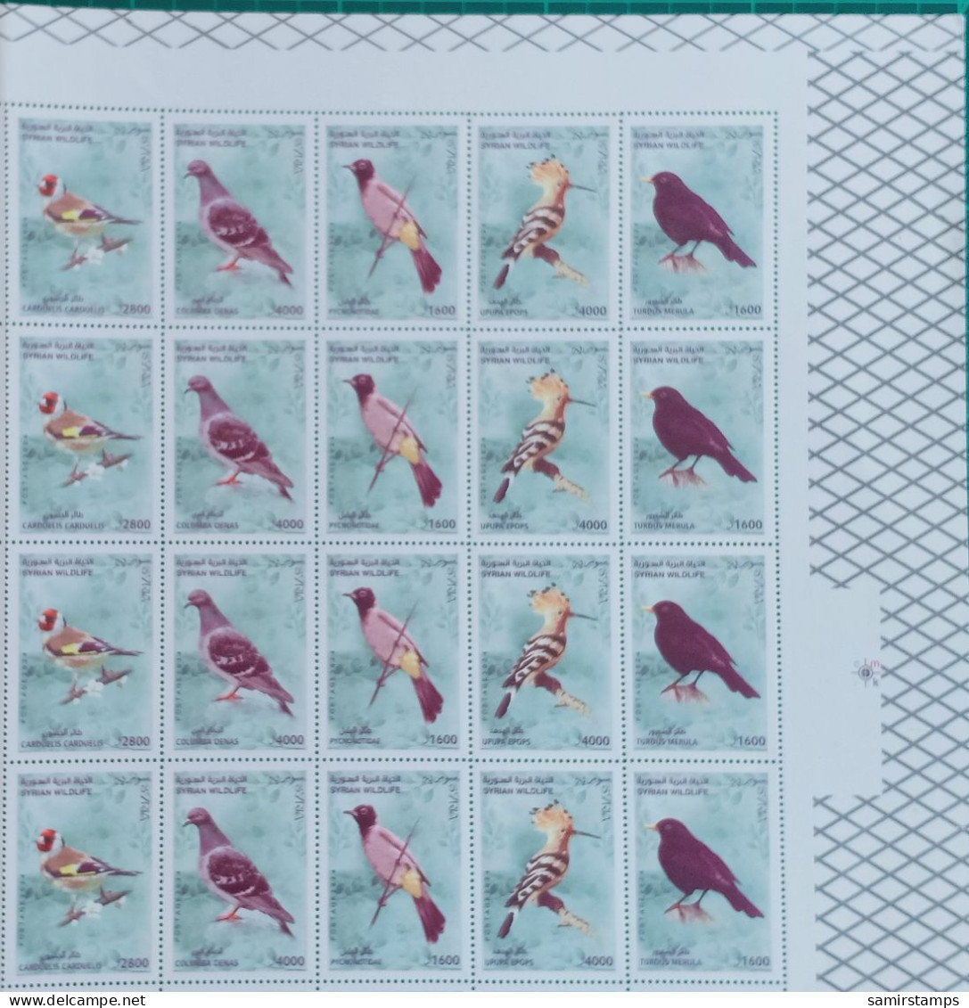 Syria 2024 NEW MNH Issue, Birds, Set 5 Stamps, Corner Blk/4 - Syrië