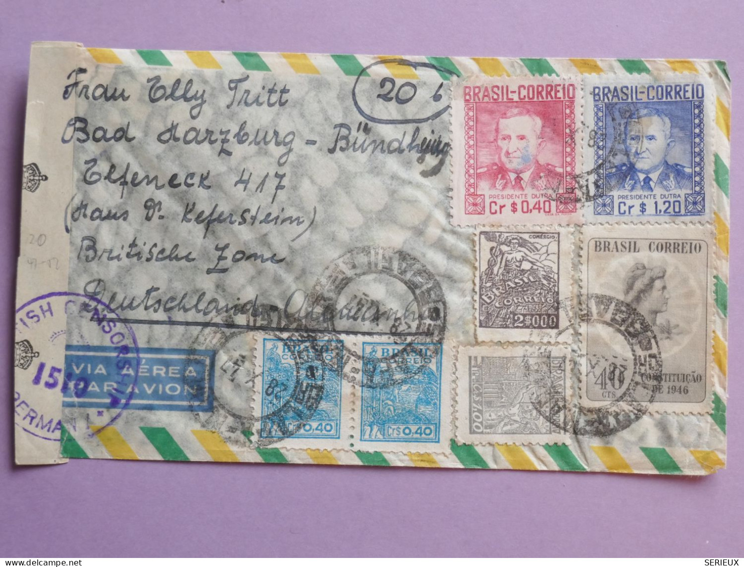 DL 19 BRAZIL  BELLE LETTRE   1947 RIO A  ALLEMANIA   +AFF. INTERESSANT+ - Covers & Documents