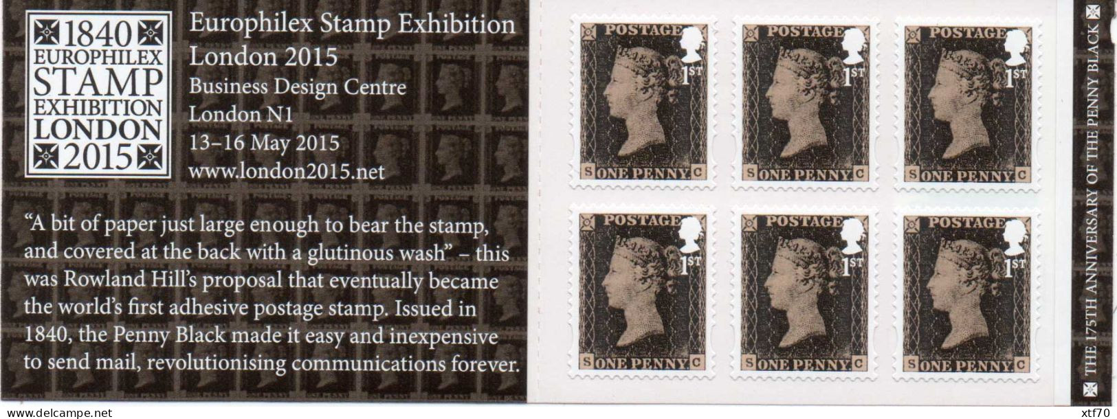 GREAT BRITAIN 2015 175th Anniversary Of The Penny Black Booklet MB13 - Postzegelboekjes