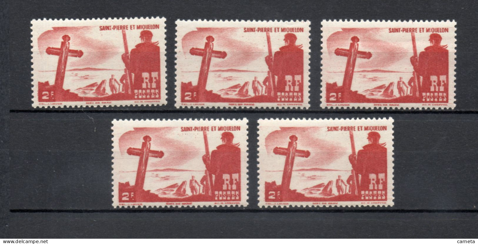 SAINT PIERRE ET MIQUELON N° 334  CINQ EXEMPLAIRES  NEUF SANS CHARNIERE COTE  10.00€     MER CROIX - Unused Stamps