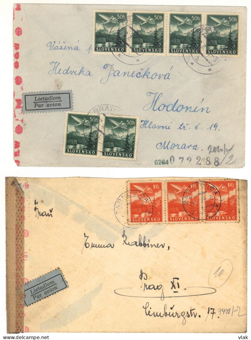 Slovakia Two Air CVRs Sent To Protectorate Bohemia-Moravia #3 - Storia Postale