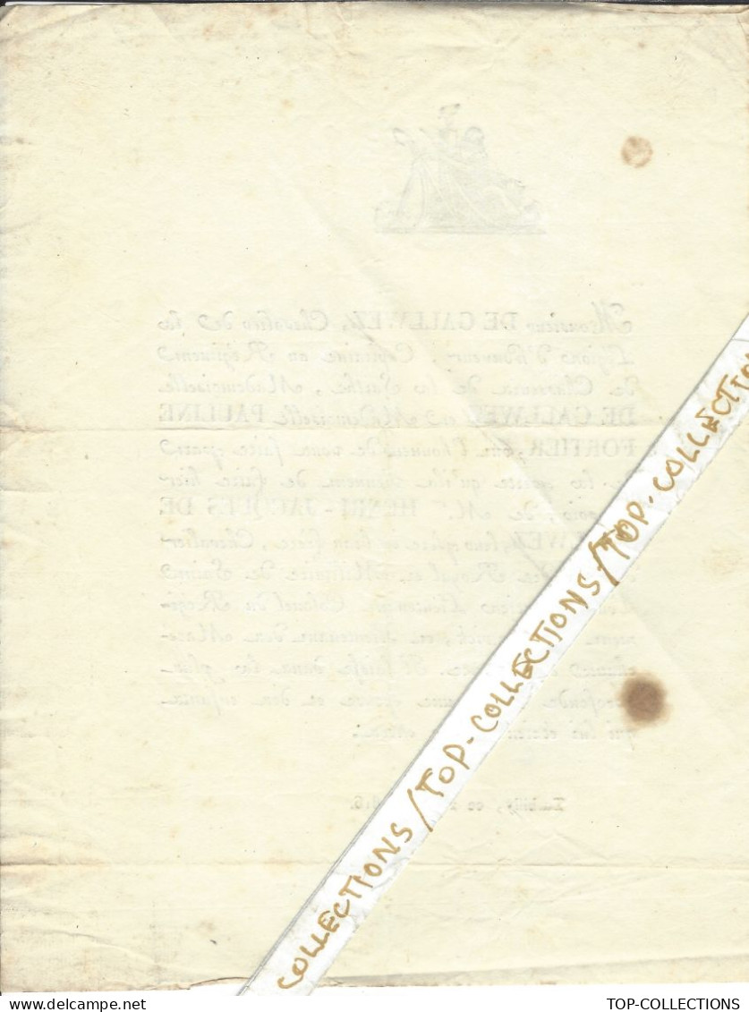 (49) MAINE & LOIRE  TURBILLY 1816  FAIRE PART Décès Henri Jacques De Gallwez Lieutenat Colonel De Berwick V.HISTORIQUE - Avvisi Di Necrologio