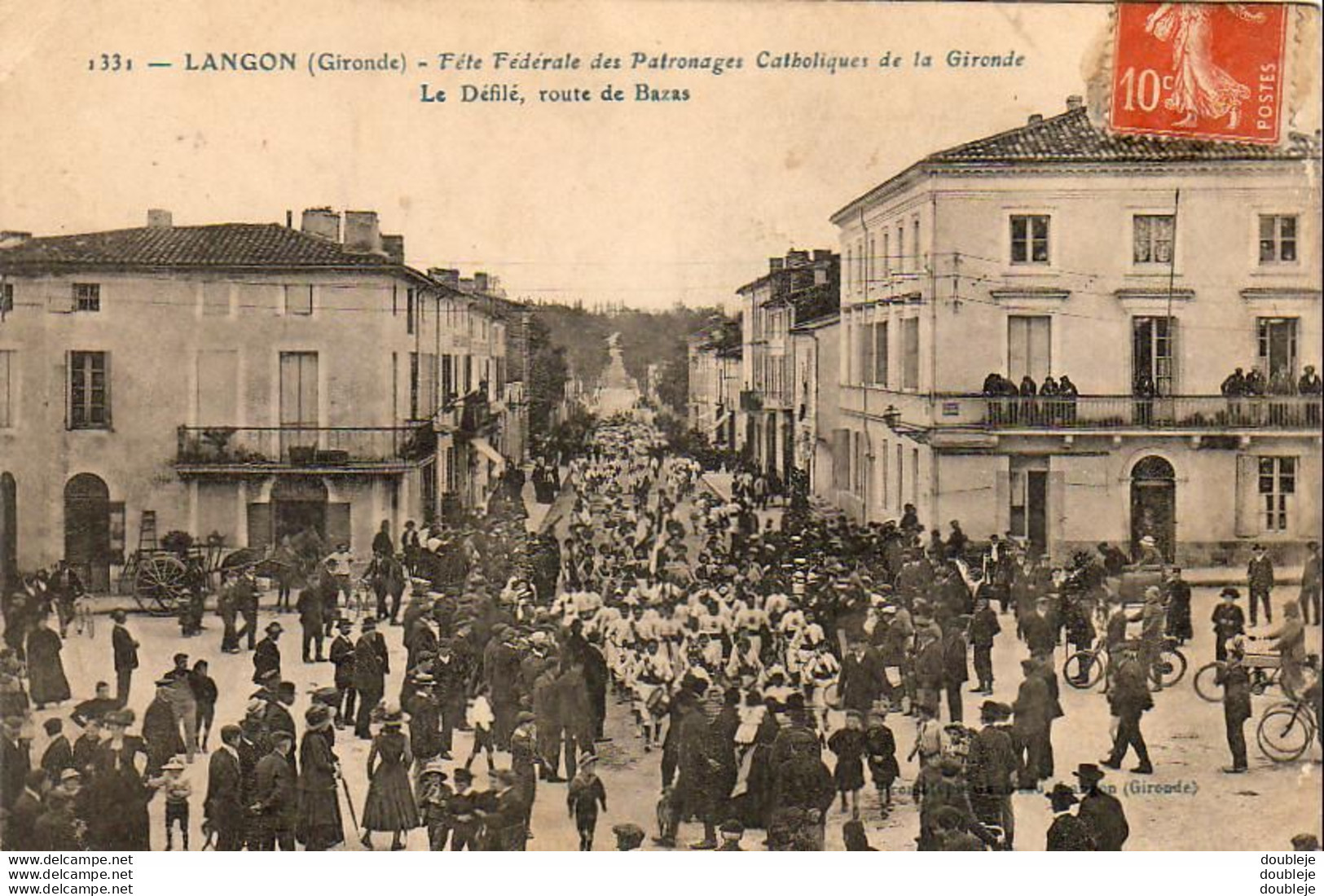 D33  LANGON  Fête Fédérale Des Patronages Catholiques De La Gironde - Le Défilé, Route De Bazas - Langon