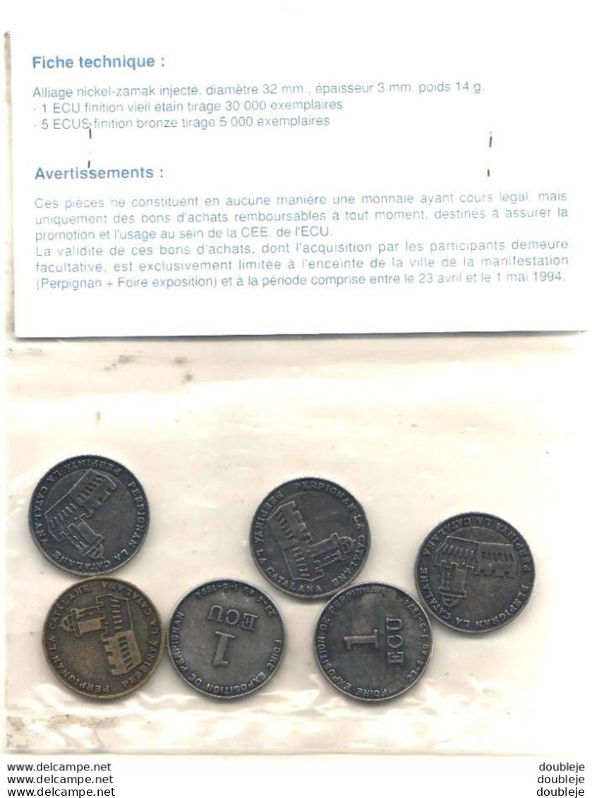 Pochette Complète ÉCU DE PERPIGNAN 1994 (10 Écus ) .......... Monnaie Fictive Utilisable Du 23 Avril Au 1 Mai 1994 - Commémoratives