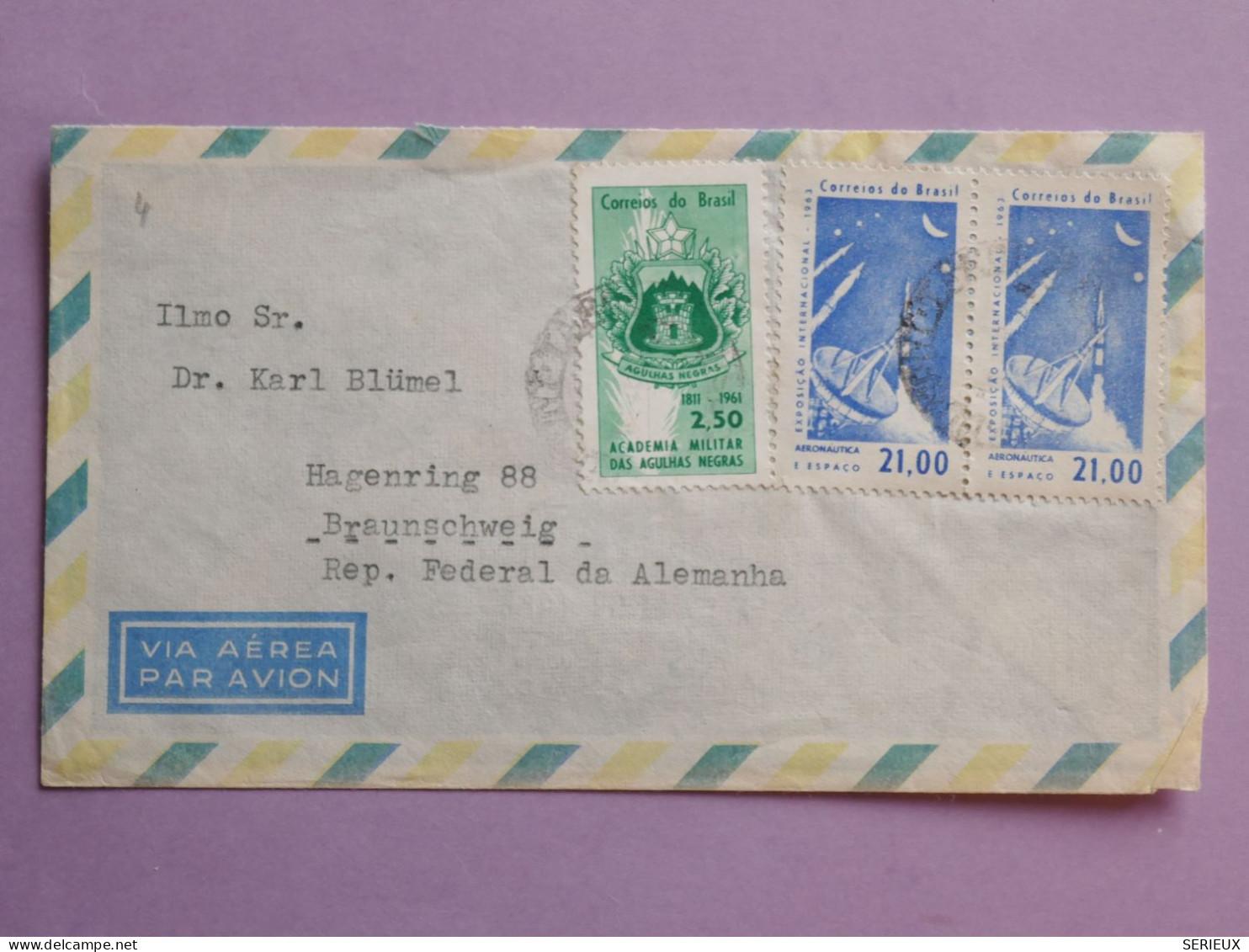 DL 19 BRAZIL  BELLE LETTRE   1972   A   ALLEMANIA   +BANDE DE 3 TP +AFF. INTERESSANT+ - Lettres & Documents