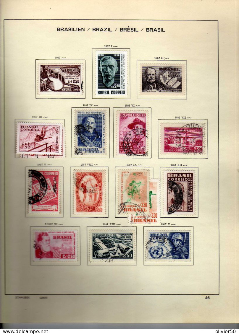 Bresil - (1956-57) - Celebrites - Evenements - 3 Pages - 40 Val. - Used Stamps