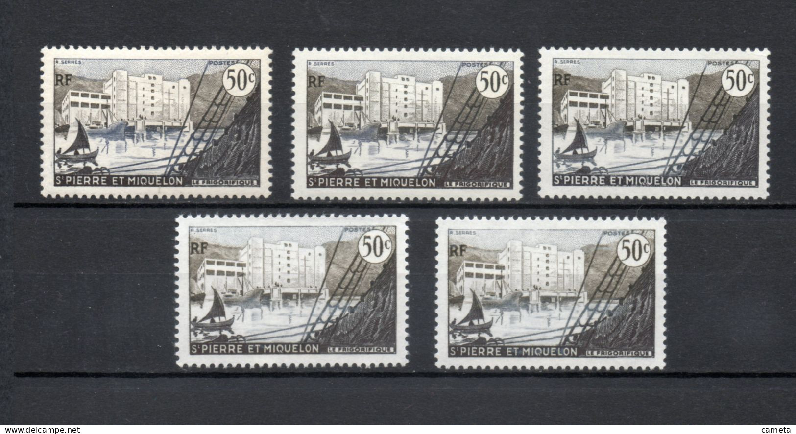 SAINT PIERRE ET MIQUELON N° 349  CINQ EXEMPLAIRES  NEUF SANS CHARNIERE COTE  7.50€     BATEAUX PORT - Unused Stamps
