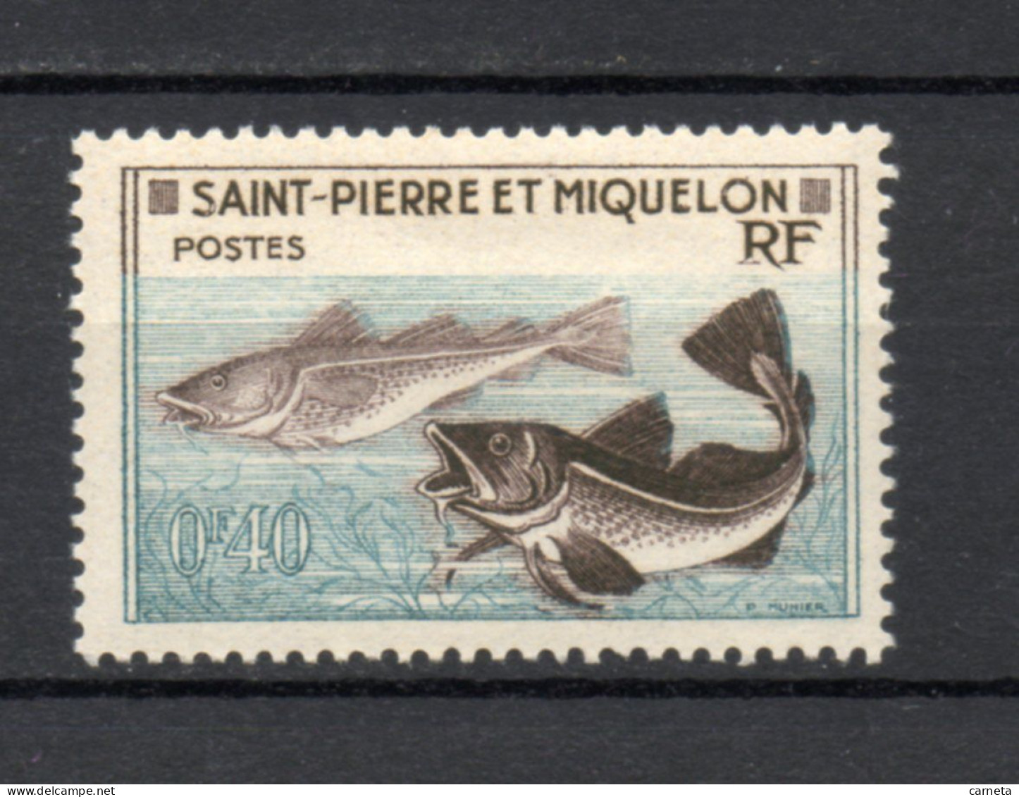 SAINT PIERRE ET MIQUELON N° 351    NEUF SANS CHARNIERE COTE  1.00€     POISSON ANIMAUX FAUNE - Unused Stamps