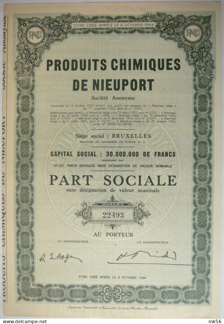 Produits Chimiques De Nieuport - Bruxelles - 1955 - Industry