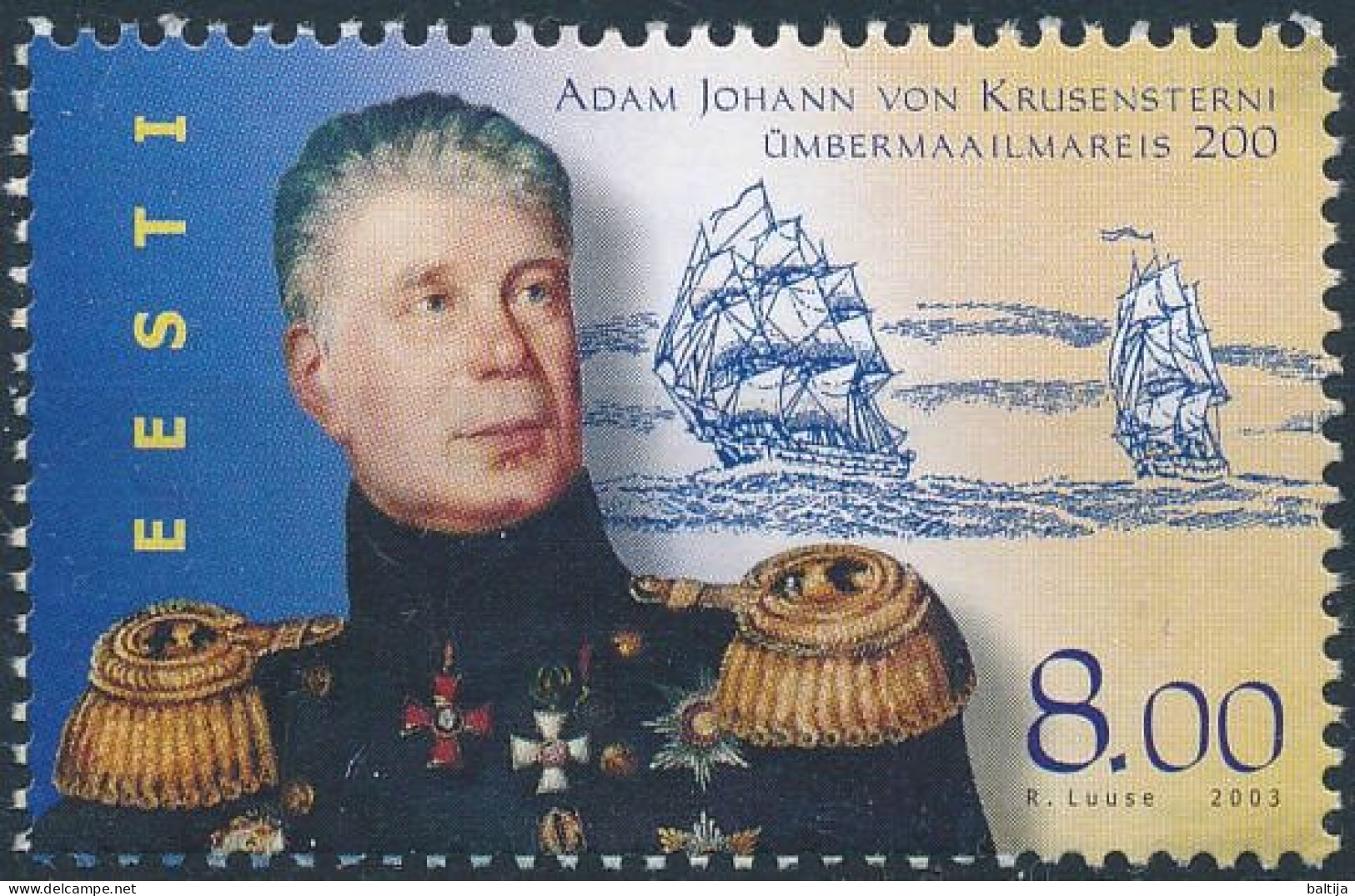 Mi 466 MNH ** / Earth Circumnavigation By Russian Admiral Adam Johann Von Krusenstern 200th Anniversary - Estonie