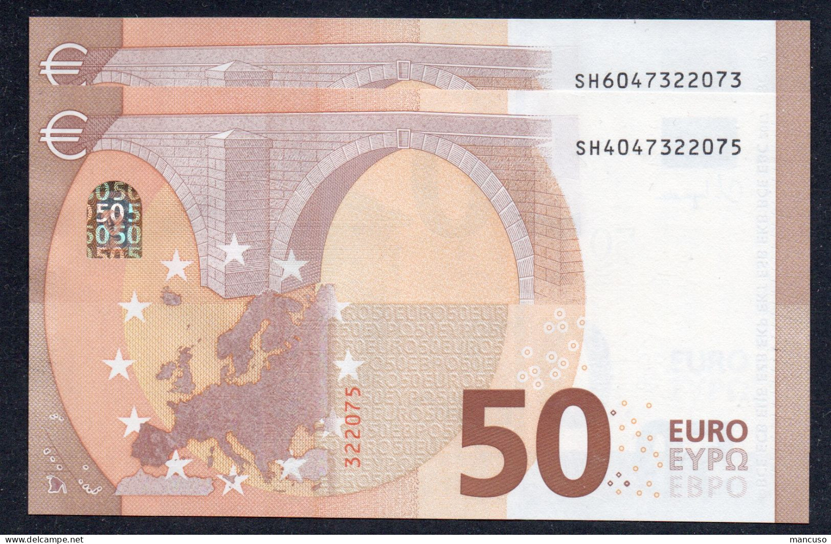 2 X 50 S052 SH  LAGARDE SPECIAL SERIES Ch "04"  UNC - 50 Euro