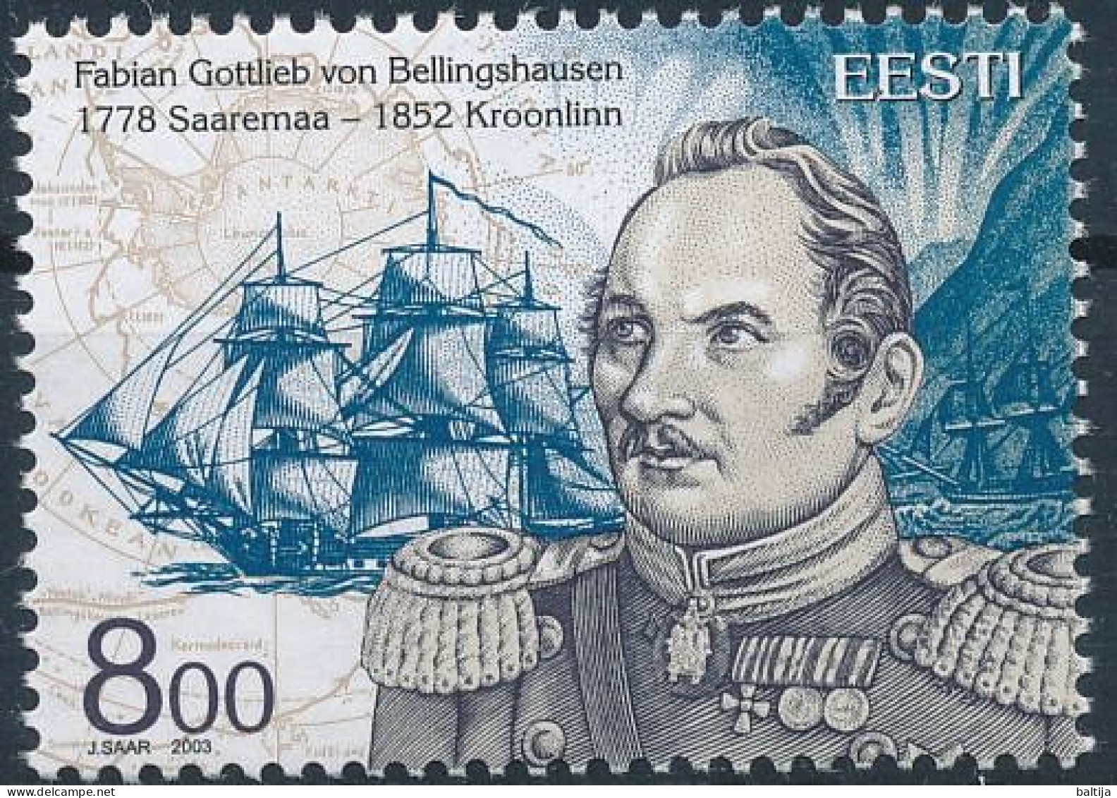 Mi 469 MNH ** / Russian Admiral & Antarctic Explorer Fabian Gottlieb Von Bellingshausen 225th Birthday - Estonie