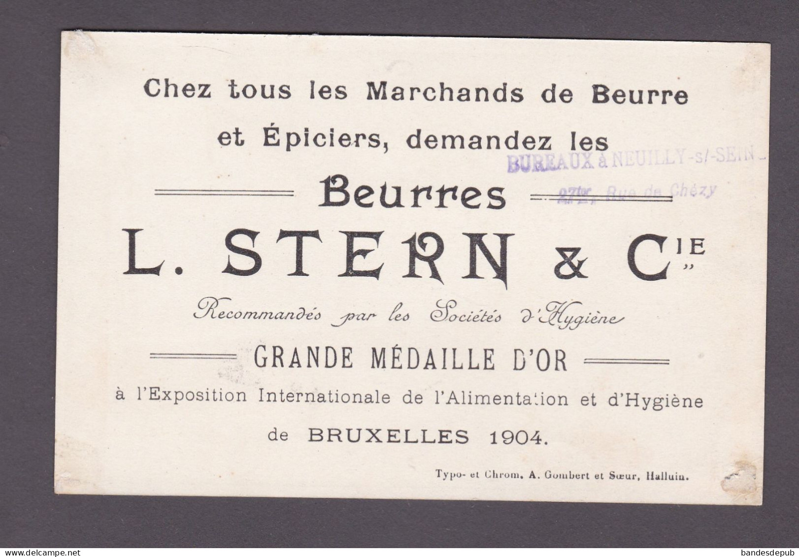 Rare Carte Publicitaire Beurre Fin De Normandie Stern & Cie Orbec ( Beurres Chromo Gombert Halluin Medaille Or Bruxelles - Orbec
