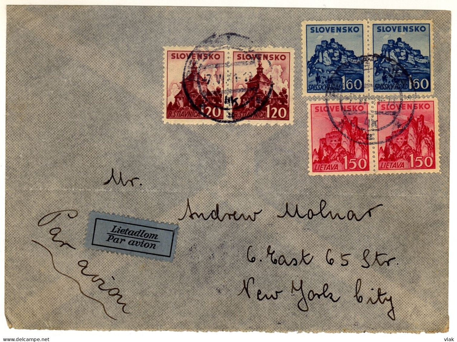 Slovakia  Air CVR Sent To USA - Lettres & Documents