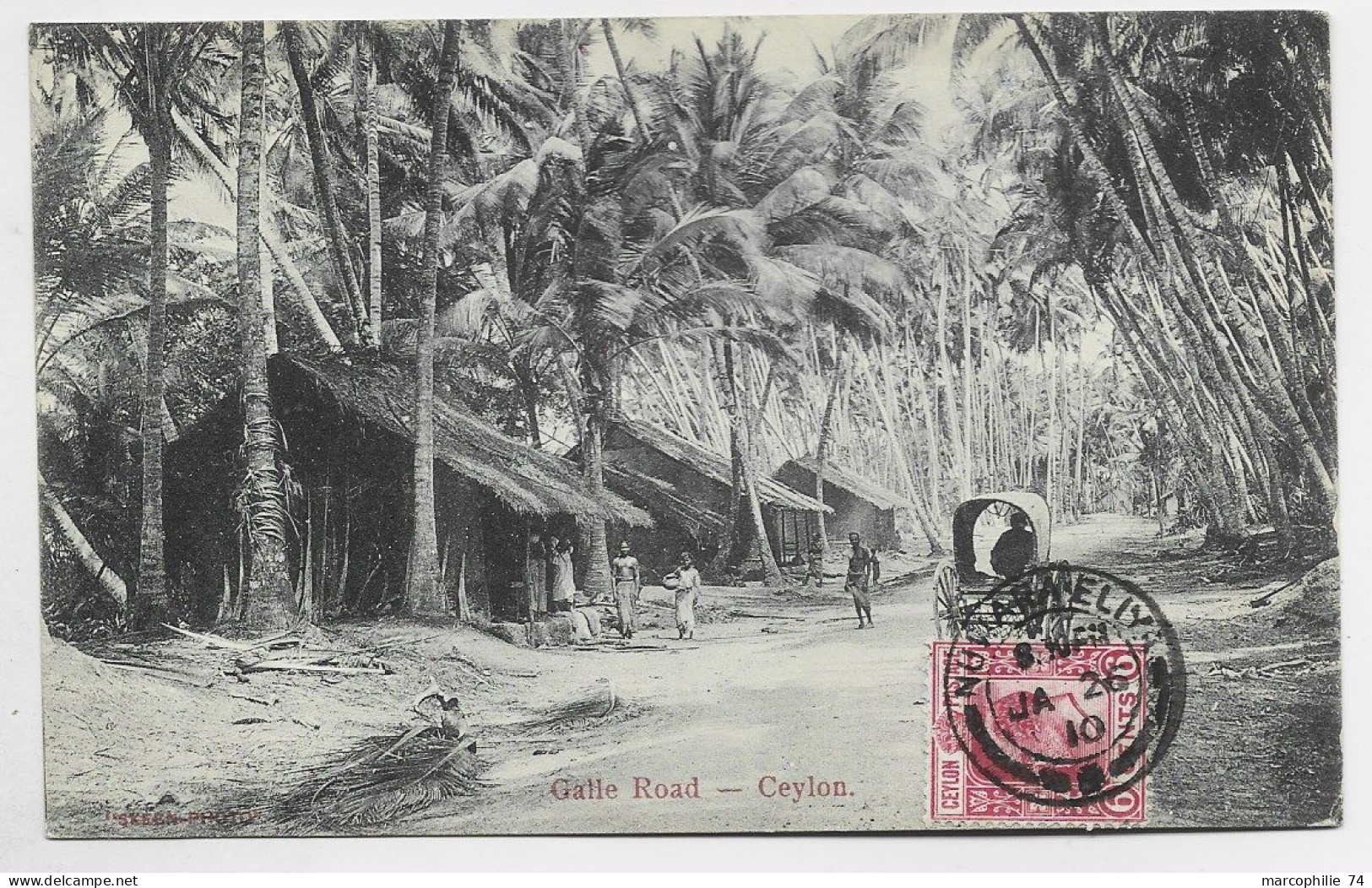 CEYLON 6C AU RECTO CARD GALLE ROAD NUVIARAELIY JA 26 1910 - Ceylon (...-1947)