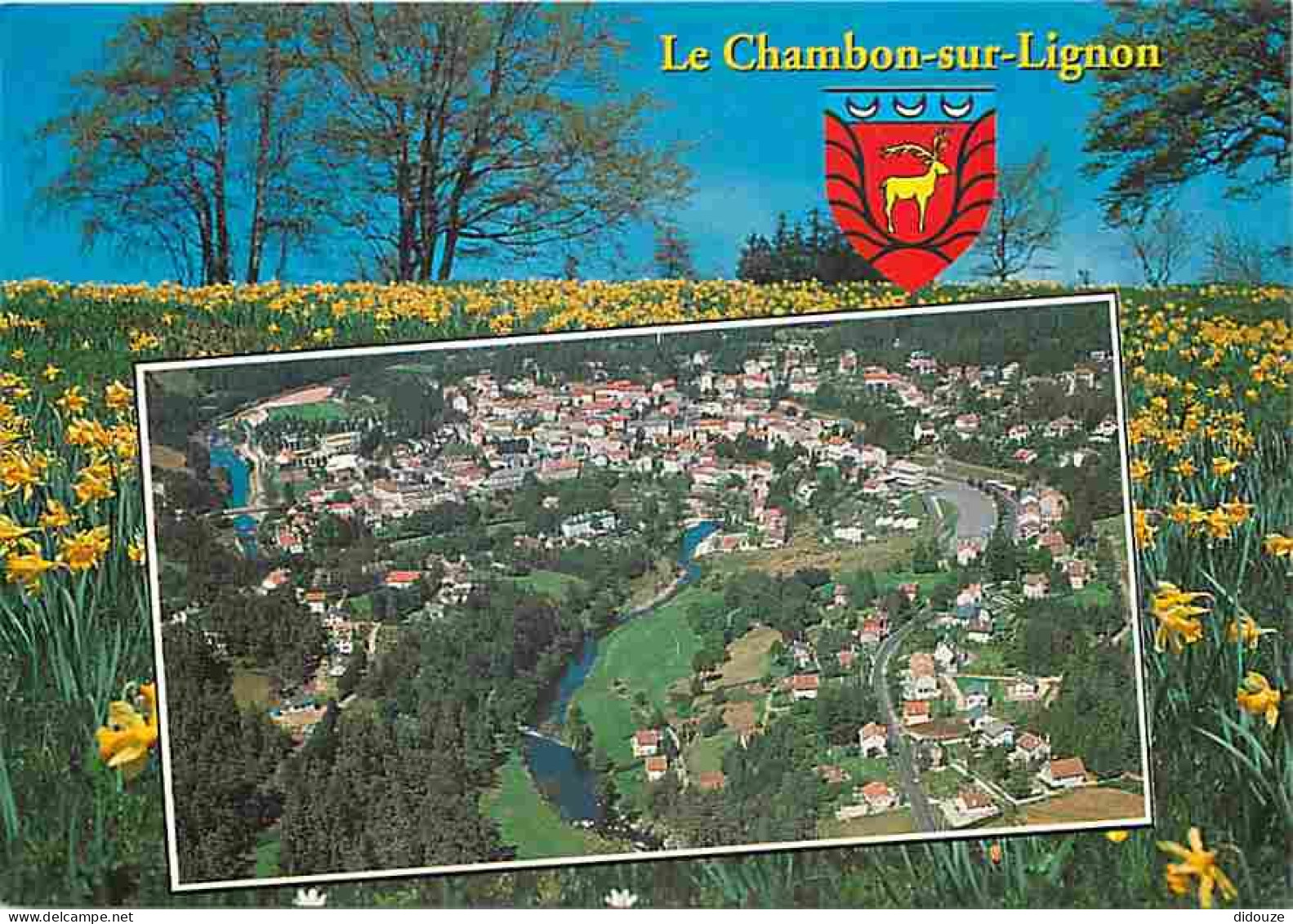 43 - Le Chambon Sur Lignon - Vue Générale Aérienne - Blasons - CPM - Voir Scans Recto-Verso - Le Chambon-sur-Lignon