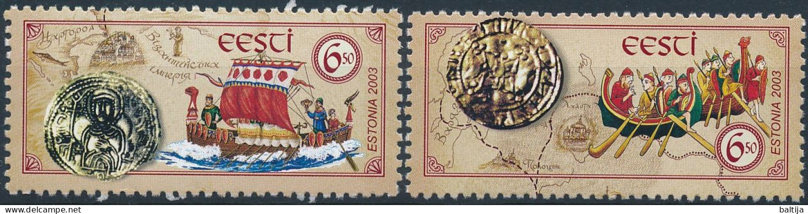 Mi 470-471 MNH ** / Old Baltic Sea & Dnieper Trade Routes, Vikings, Coin, Vladimir The Great, King Sweyn II Of Denmark - Estonia