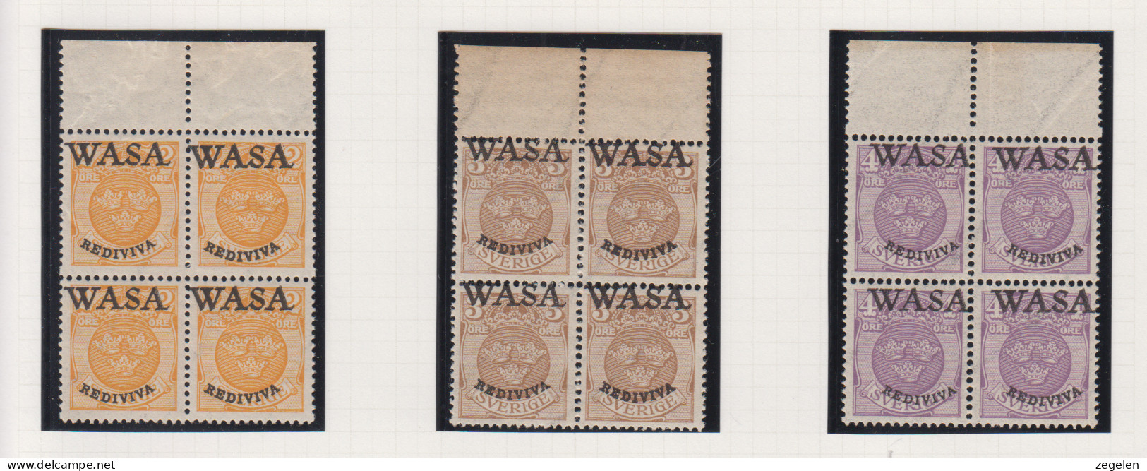 Zweden Michel-cat. 57/59 In Blok Van 4 Met  Privé-opdruk WASA Rediviva - Unused Stamps