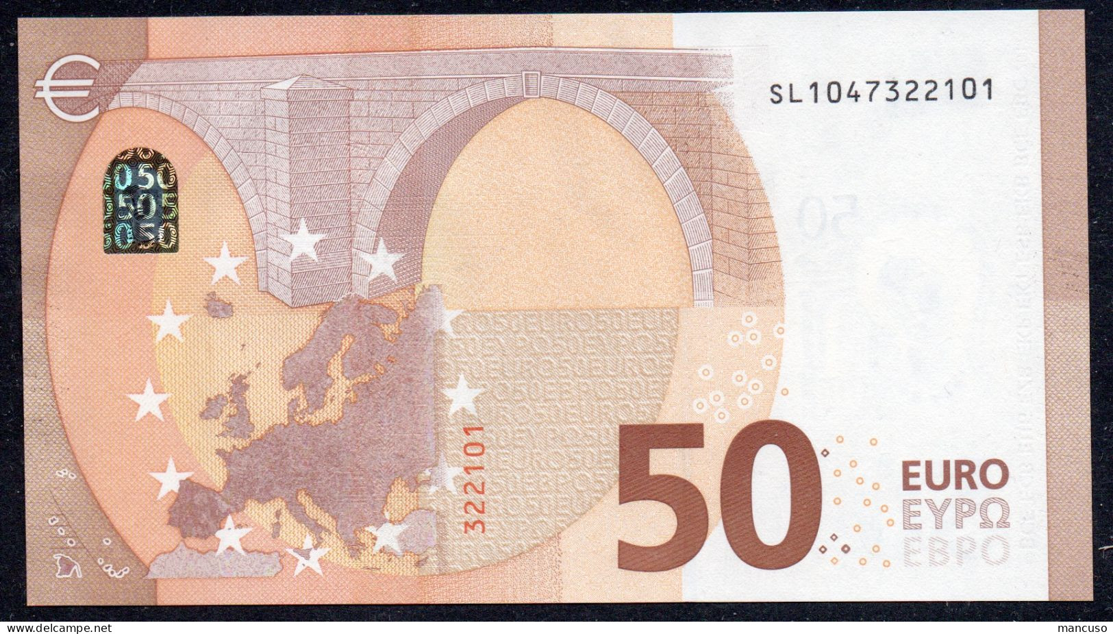 50 EURO ITALY  LAGARDE S052 SL  Ch  "04"  UNC - 50 Euro