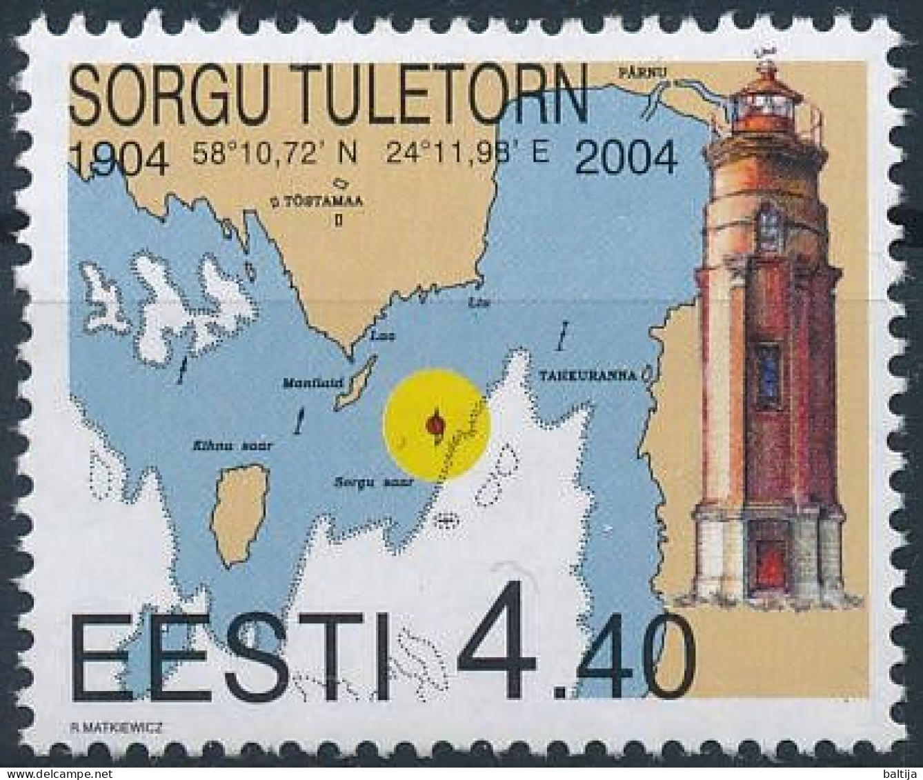 Mi 478 MNH ** / Sorgu Lighthouse, Map, Chart - Estonie