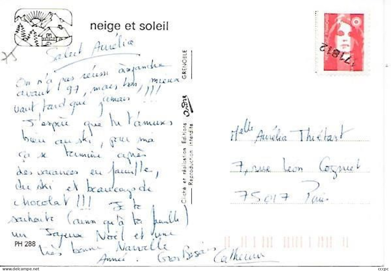 Cachet 171812 75 Sur CPM Neige Et Soleil - Gebührenstempel, Impoststempel