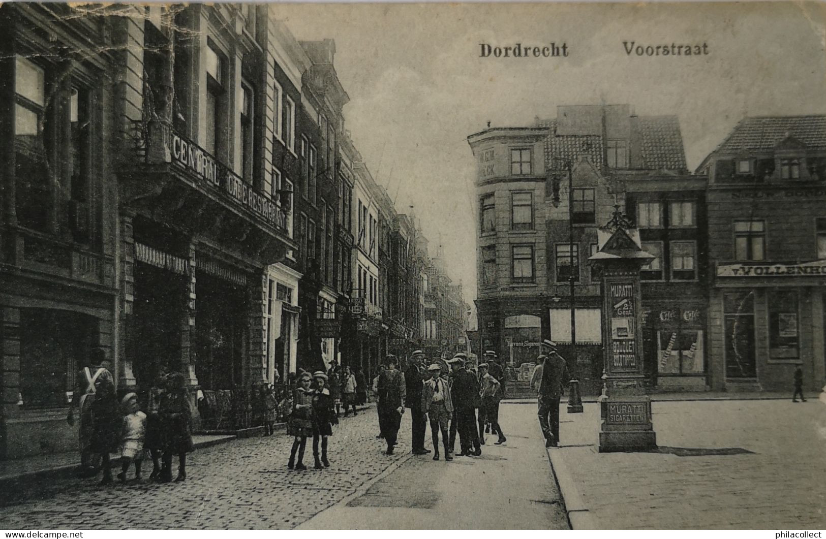 Dordrecht // Voorstraat (Veel Volk) 1920 Kaart Sleets - Dordrecht