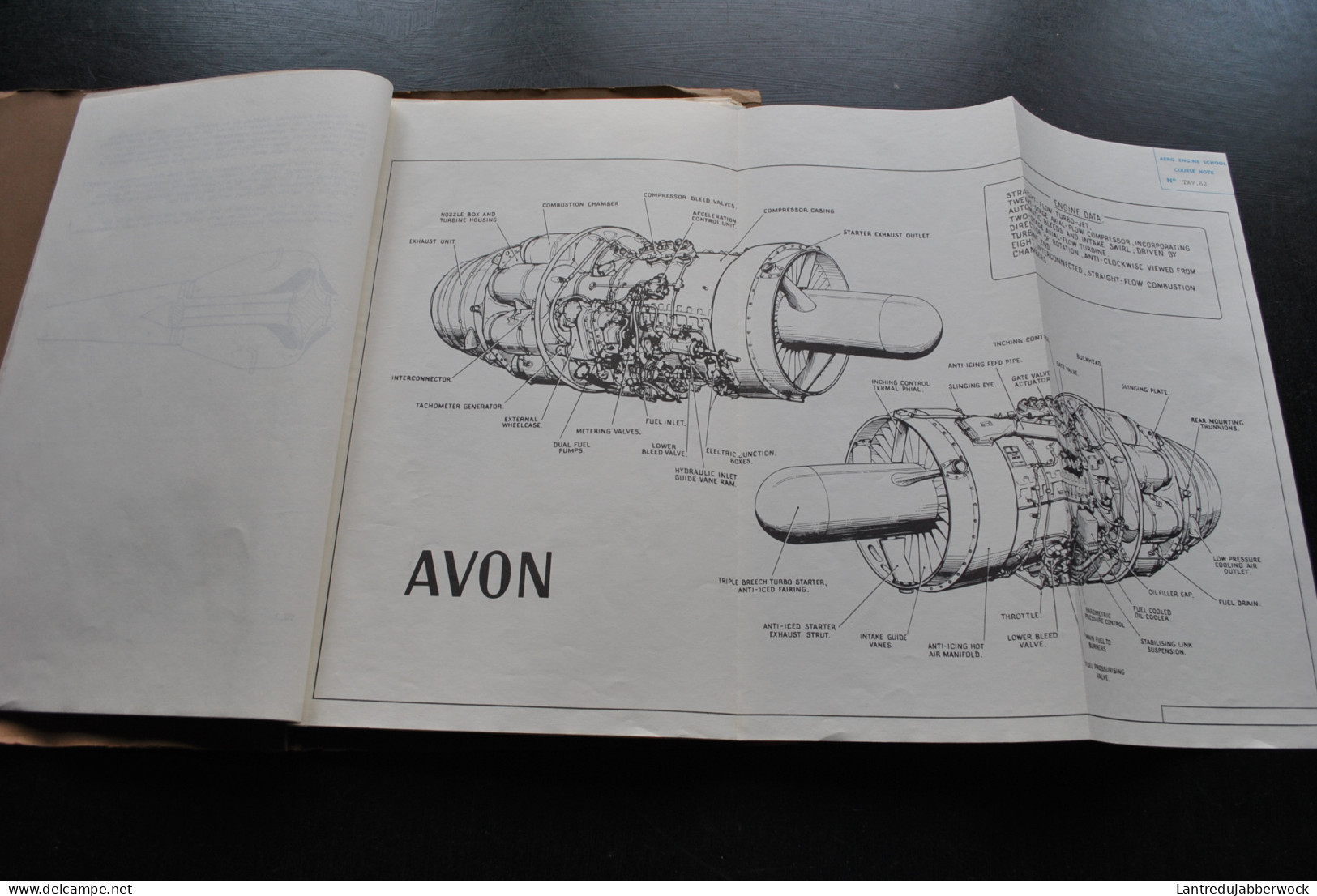 Rolls Royce Aero Engine School AVON 100 Series Course Notes 1955 Engine Gear Train Combustion Nozzle Box Fuel System - Aerei