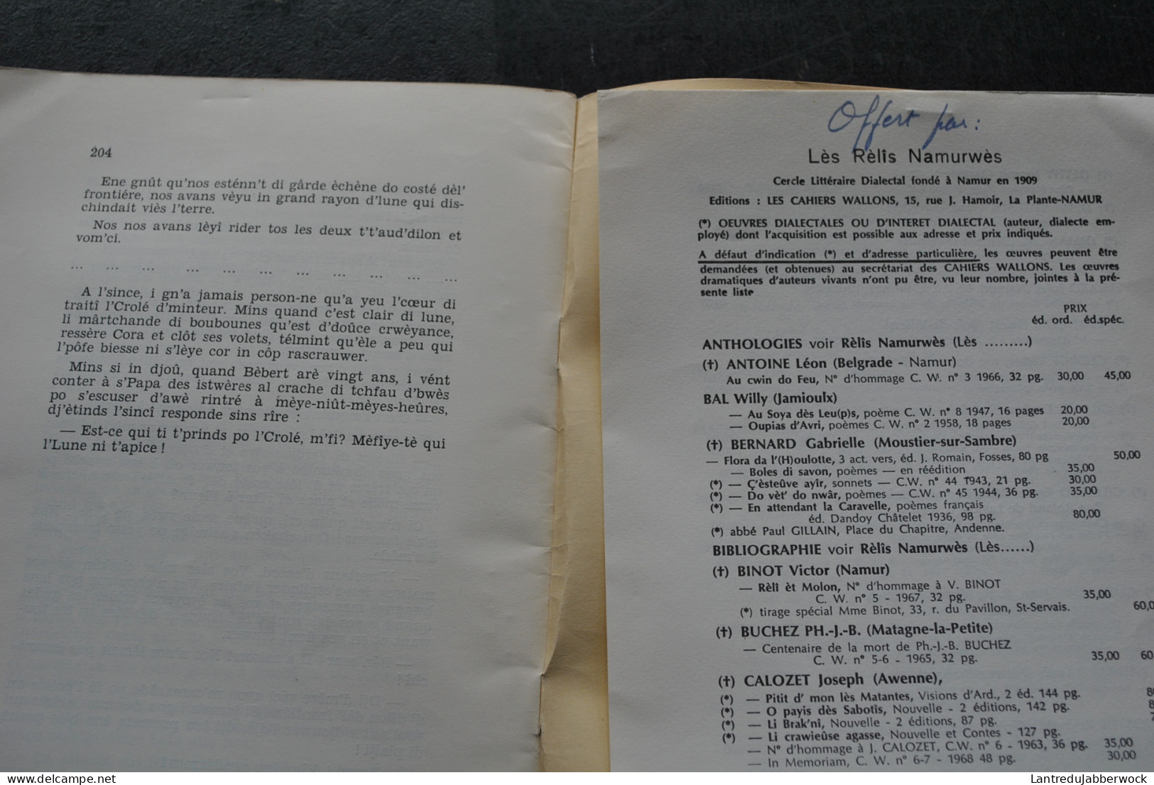 Edmond WARTIQUE Les Dérins Contes Les Cahiers Wallons Namur 1954? Rélis Namurwès Littérature Dialecte Wallonne Wallon - Belgique