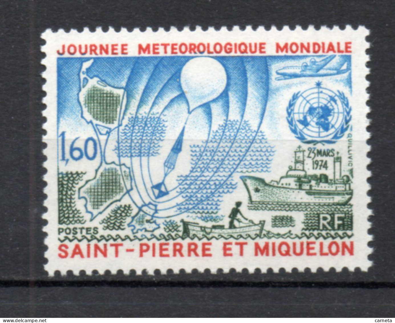 SAINT PIERRE ET MIQUELON N° 433    NEUF SANS CHARNIERE COTE  15.20€     METEOROLOGIE BATEAUX - Nuevos