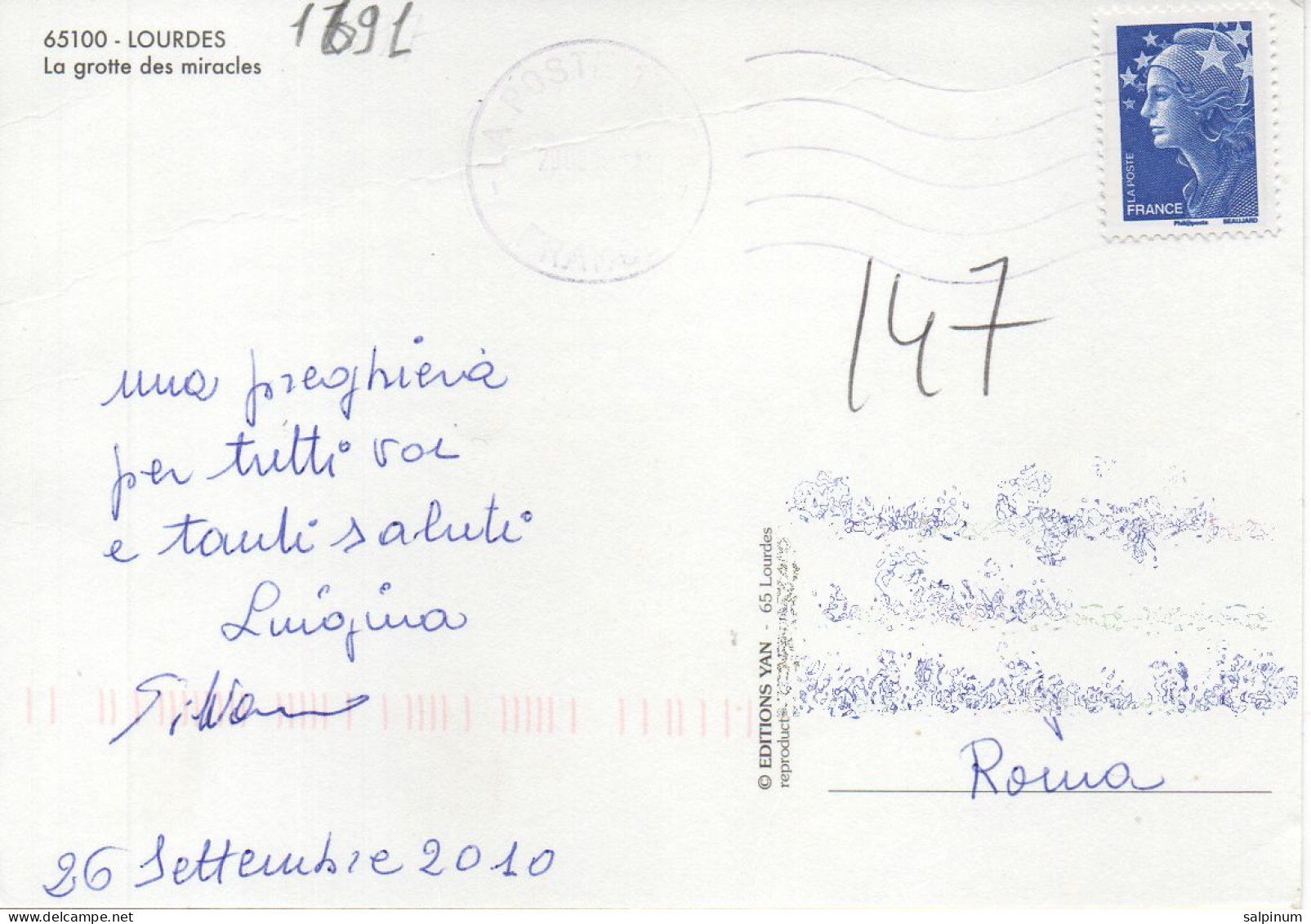 Philatelic Postcard With Stamps Sent From FRANCE To ITALY - Lettres & Documents