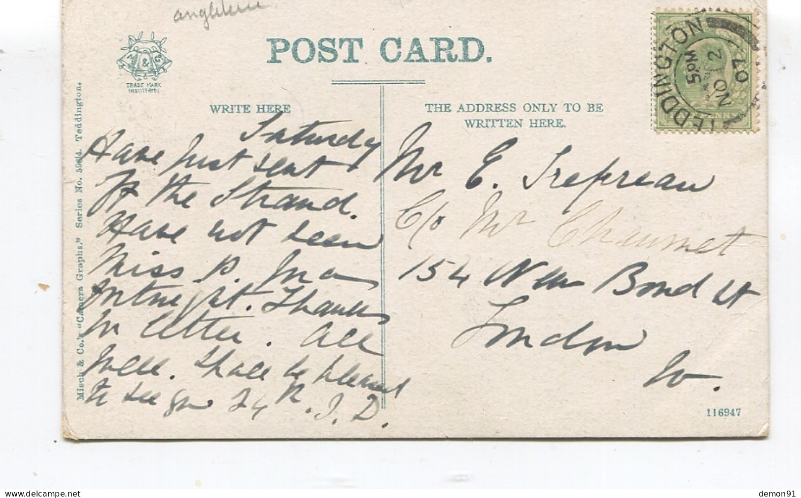 CPA - TEDDINGTON - THE WEIR - 1907 - Stamp - - Middlesex
