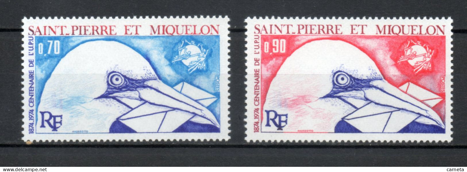 SAINT PIERRE ET MIQUELON N° 434 + 435    NEUFS SANS CHARNIERE COTE  15.00€    OISEAUX ANIMAUX FAUNE UPU - Unused Stamps