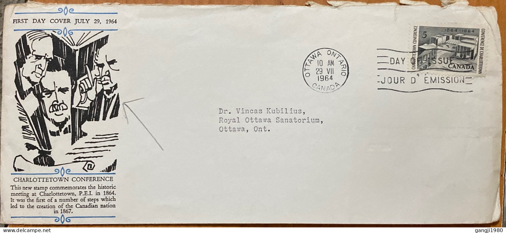 CANADA 1964, ADVERTISING COVER BY SCHERING, PRIVATE PRINT, LIMITED ISSUE, CHARLOTTETOWN CONFERENCE, OTTAWA CITY CANCEL, - Lettres & Documents