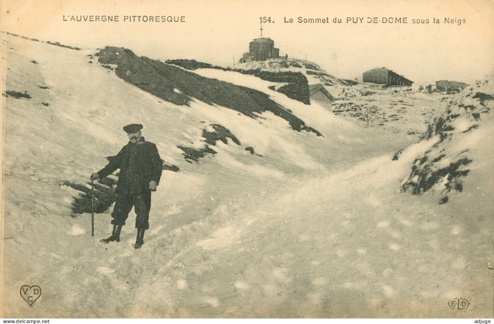 CPA  "Alpinisme 1900"_ Le Sommet Du Puy De Dôme Sous La Neige - Edit. Le Deley N°154** 2 Scans - Alpinisme