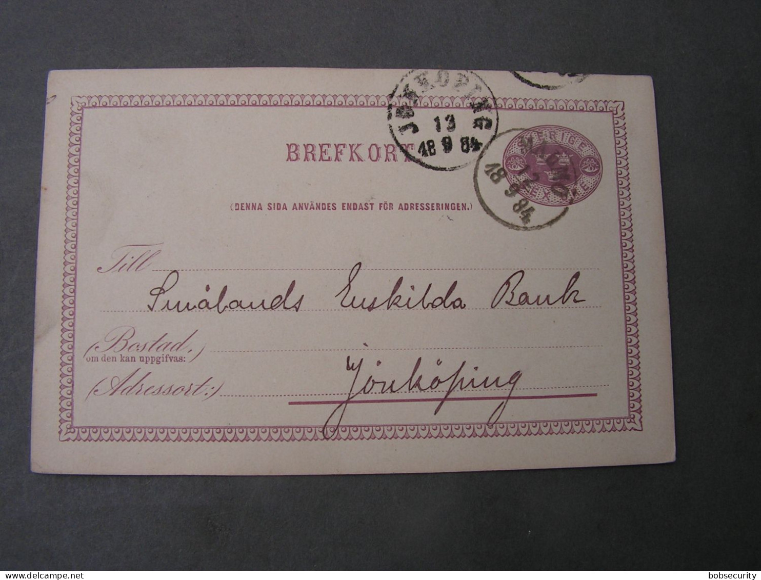 Schweden Alte Karte  1884 - Postal Stationery