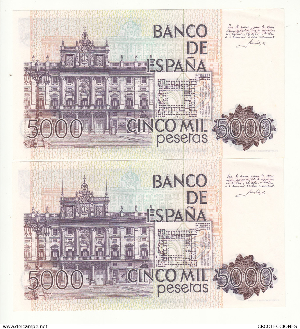 CRBS1175 PAREJA CORRELATIVA BILLETES ESPAÑA 5000 PTAS 1979 EBC - [ 4] 1975-… : Juan Carlos I