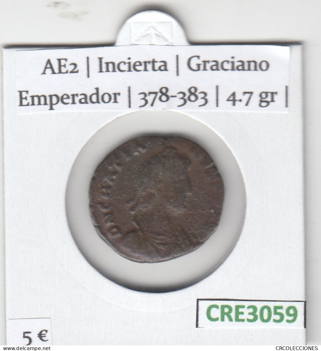 CRE3059 MONEDA ROMANA AE2 CECA INCIERTA GRACIANO EMPERADOR 378-383 - Other & Unclassified