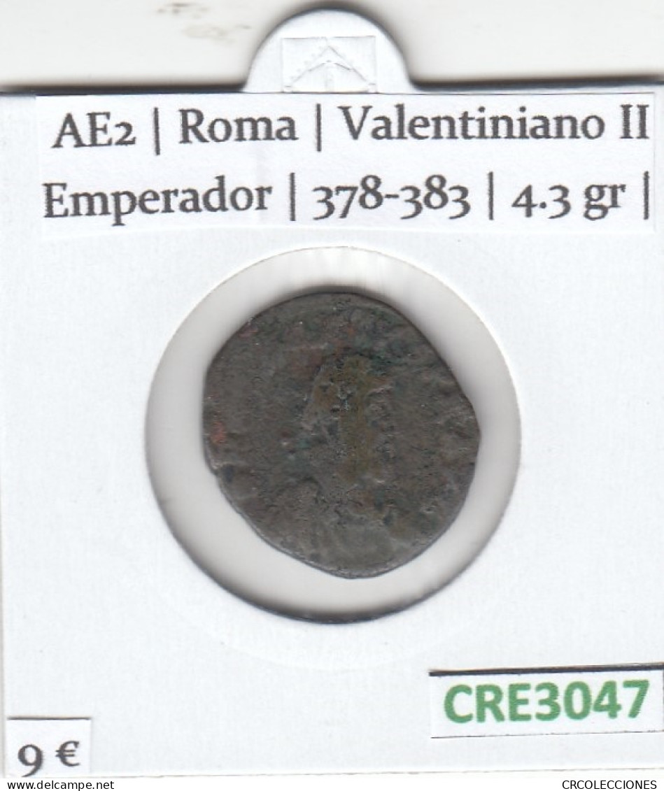 CRE3047 MONEDA ROMANA AE2 ROMA VALENTINIANO II EMPERADOR 378-383 - Otros & Sin Clasificación