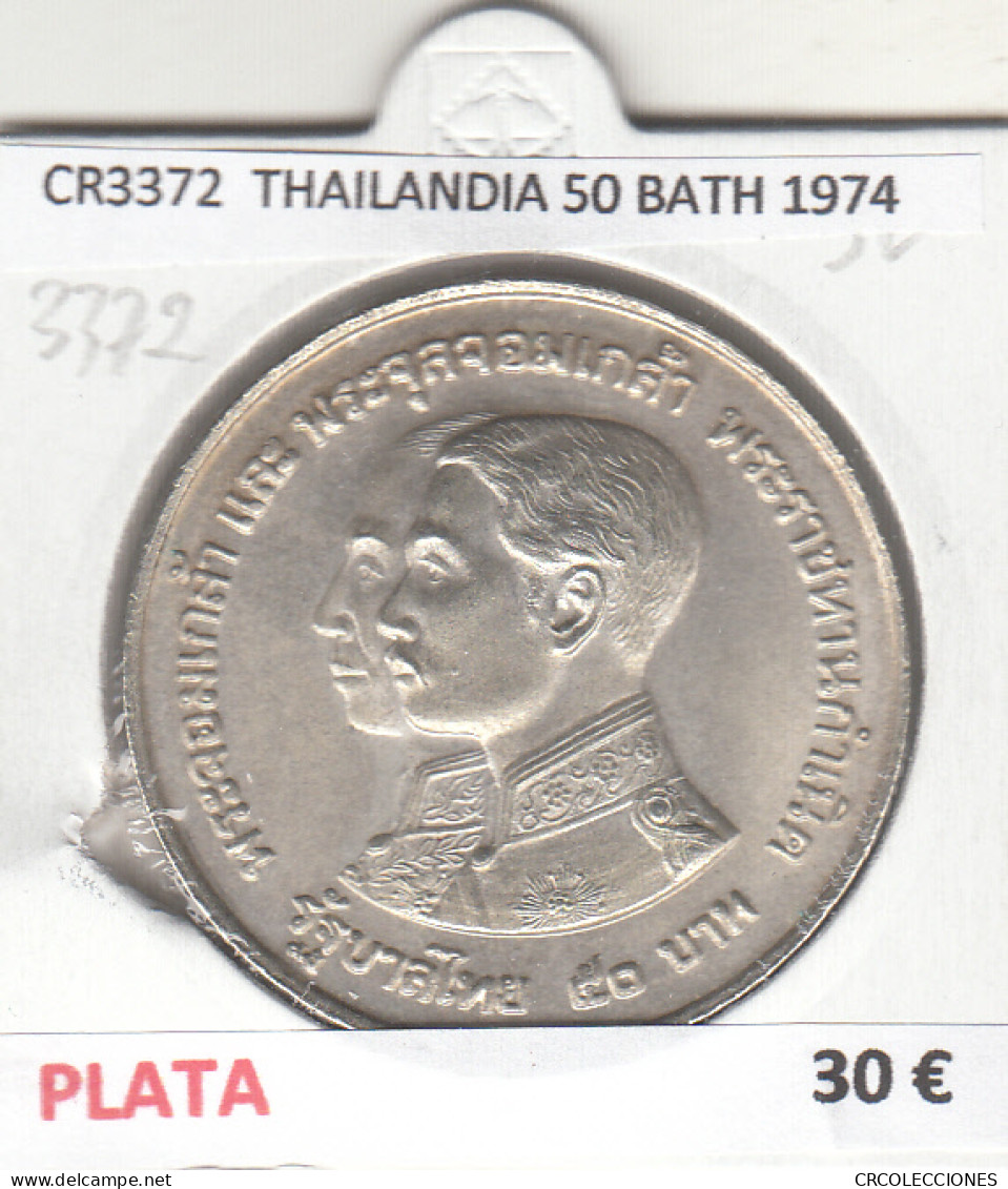 CR3372 MONEDA THAILANDIA 50 BATH 1974 MBC PLATA  - Andere - Azië