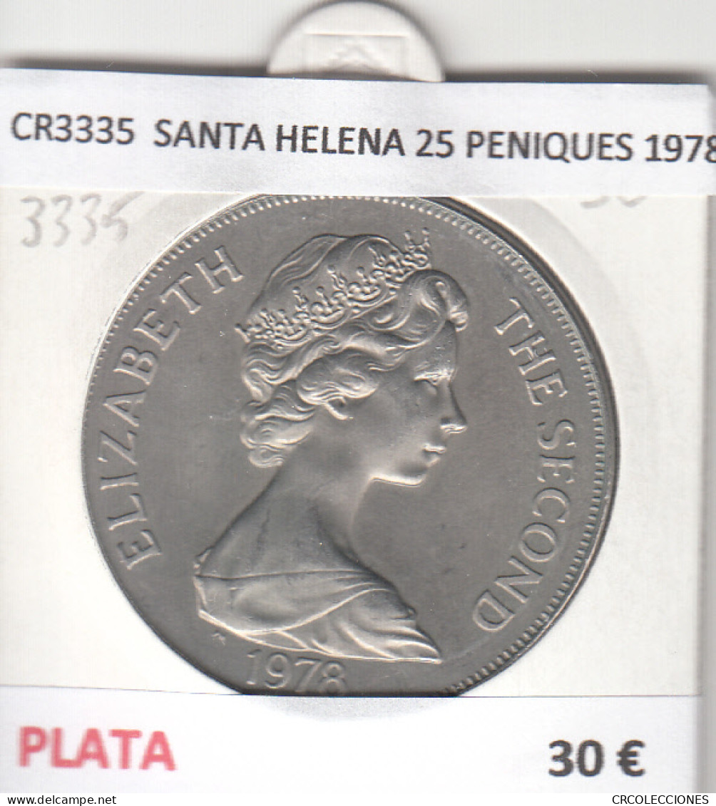 CR3335 MONEDA SANTA HELENA 25 PENIQUES 1978 MBC PLATA - Other - Africa