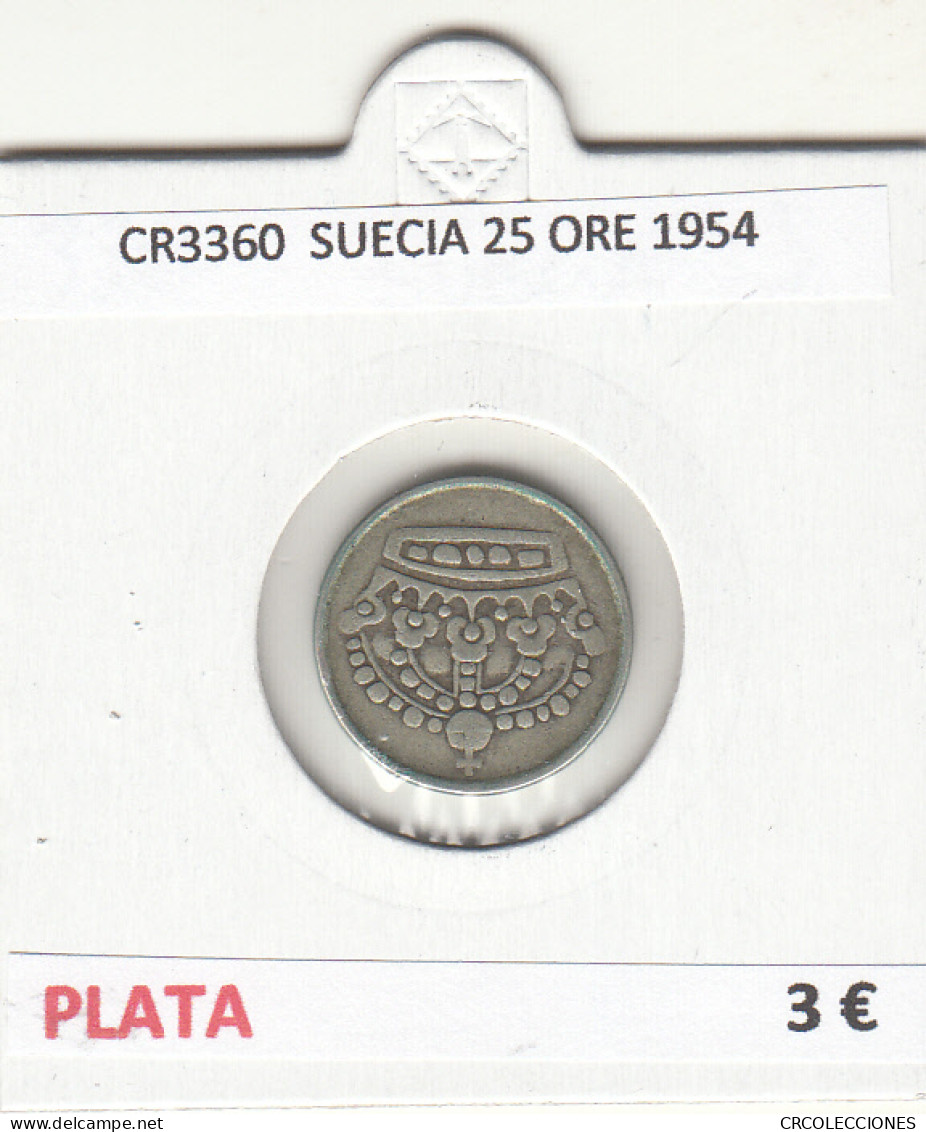 CR3360 MONEDA SUECIA 25 ORE 1954 MBC PLATA - Sonstige – Europa