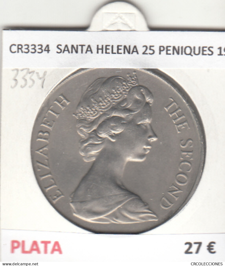 CR3334 MONEDA SANTA HELENA 25 PENIQUES 1973 MBC PLATA - Other - Africa