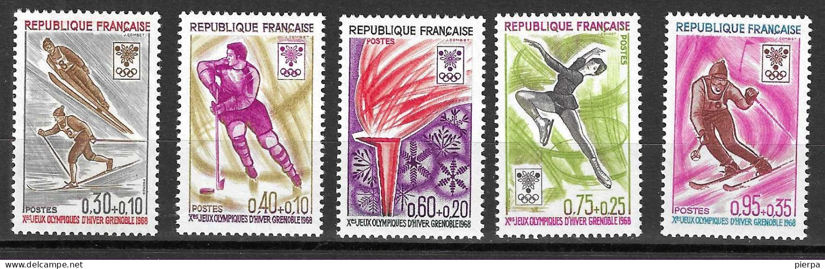 FRANCIA - 1968 - GIOCHI OLIMPICI INVERNALI GRENOBLE - SERIE 5 VALORI - NUOVA MNH** (YVERT 1543\7 - MICHEL 1610\4) - Winter 1968: Grenoble