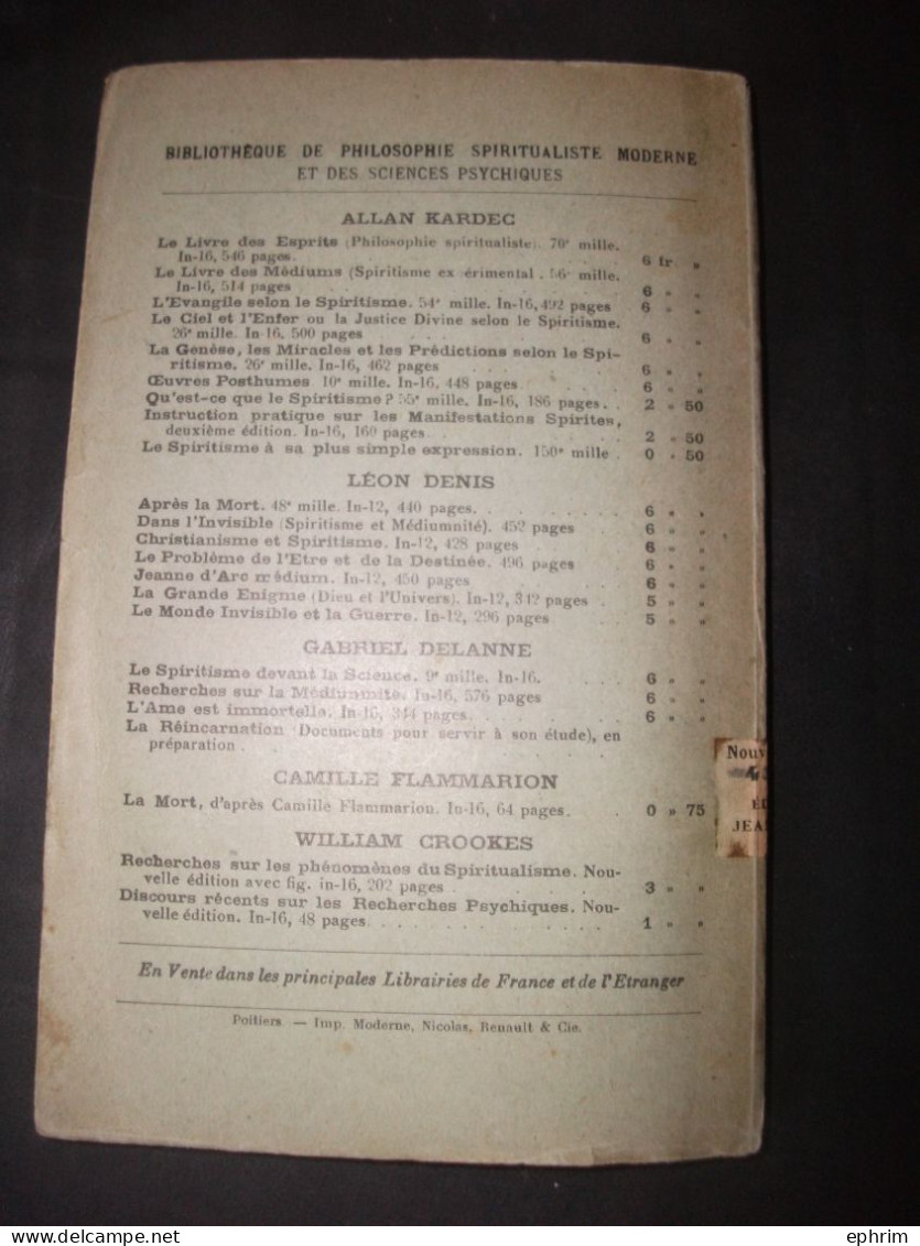 Livre Allan Kardec Instruction Pratique Sur Les Manifestations Spirites Paris 1923 Spiritisme Médium Esprit Occultisme - Esoterismo